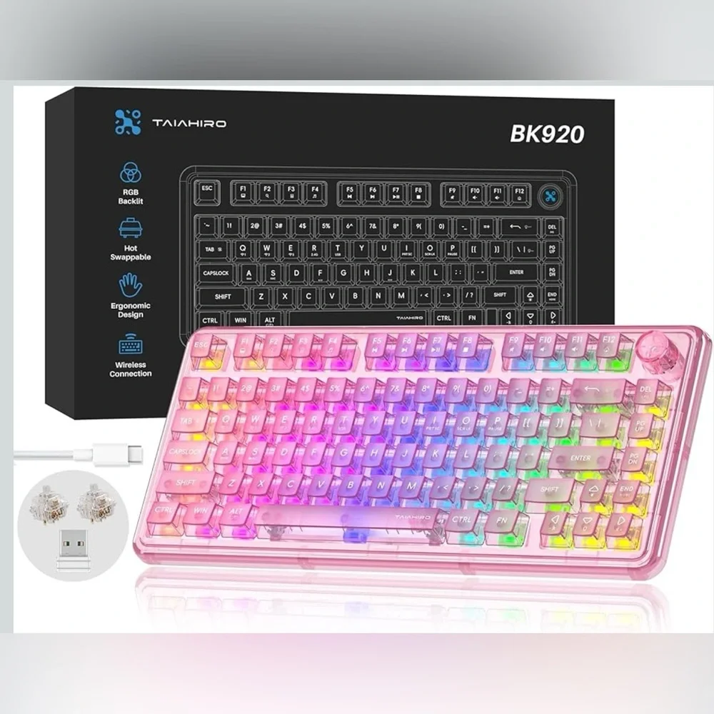 RGB Wireless Gaming Keyboard - Translucent Pink
